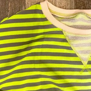 New Amazon Pullover Sweatshirt, Neon Green, Striped, Large, Brand New WO Tags